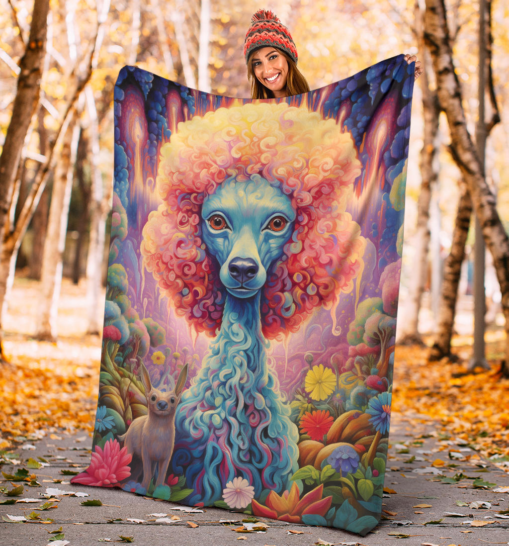 Trippy Psychedelics Poodle Blanket, Poodle Throw Blanket, Poodle Fleece Blanket, Poodle Gifts