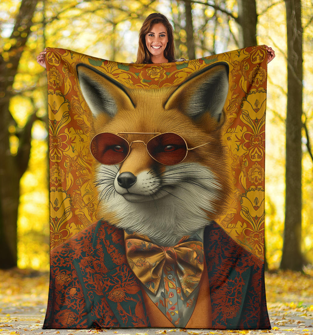 Fox Blanket, Trippy Psychedelics Fox Fleece Blanket, Fox Throw Blanket, Fox Gifts