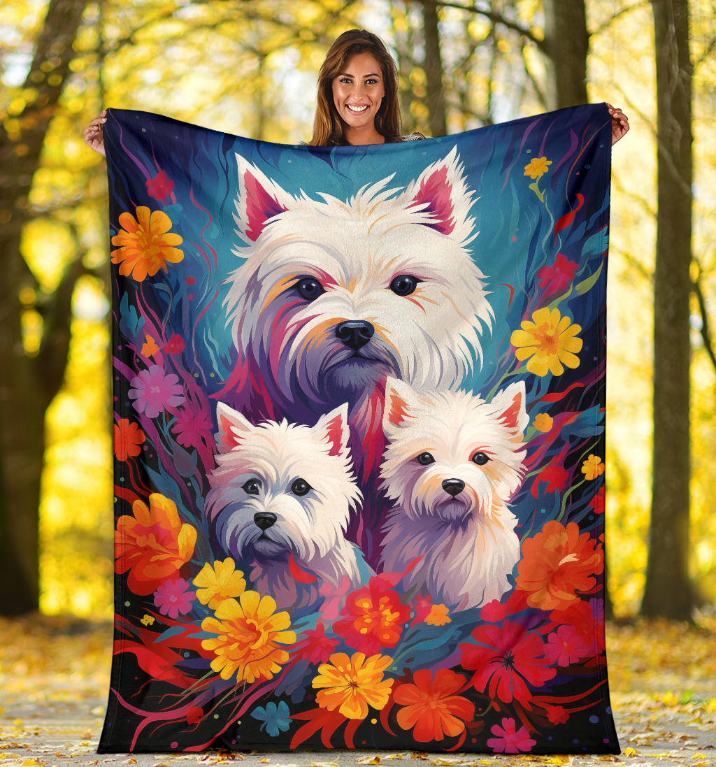 West Highland White Terrier Blanket, Trippy Psychedelics West Highland White Terrier Fleece Blanket, West Highland White Terrier Throw Blanket, West Highland White Terrier Gifts