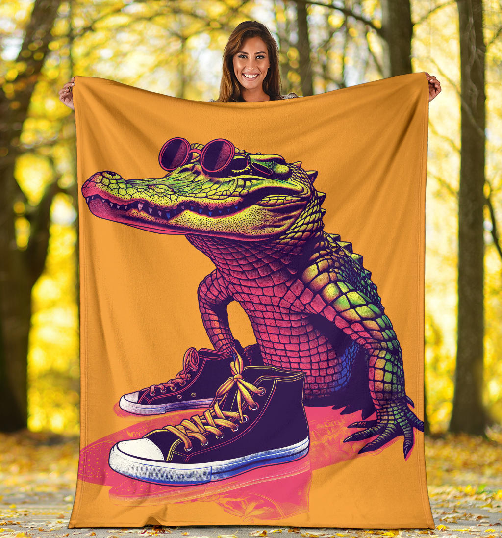 Alligator Blanket, Trippy Psychedelics Alligator Fleece Blanket, Alligator Throw Blanket, Alligator Gifts