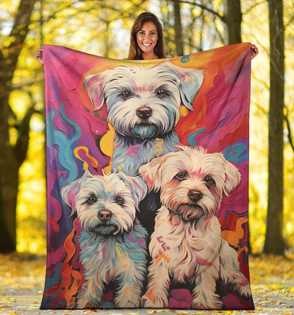 Dandie Dinmont Terrier  Blanket, Trippy Psychedelics Dandie Dinmont Terrier Fleece Blanket, Dandie Dinmont Terrier Throw Blanket, Dandie Dinmont Terrier Gifts