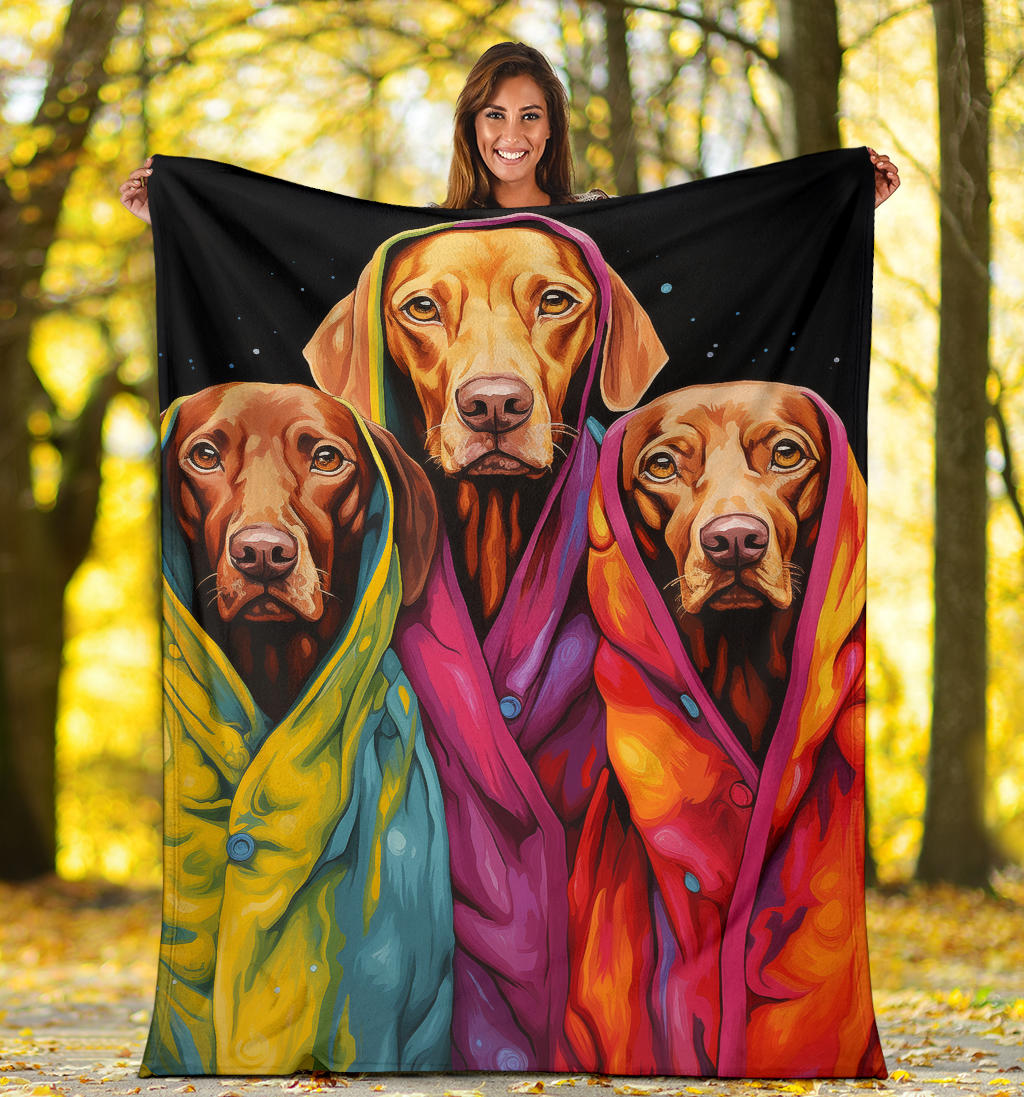 Vizsla Blanket, Trippy Psychedelics Vizsla Fleece Blanket, Vizsla Throw Blanket, Vizsla Gifts