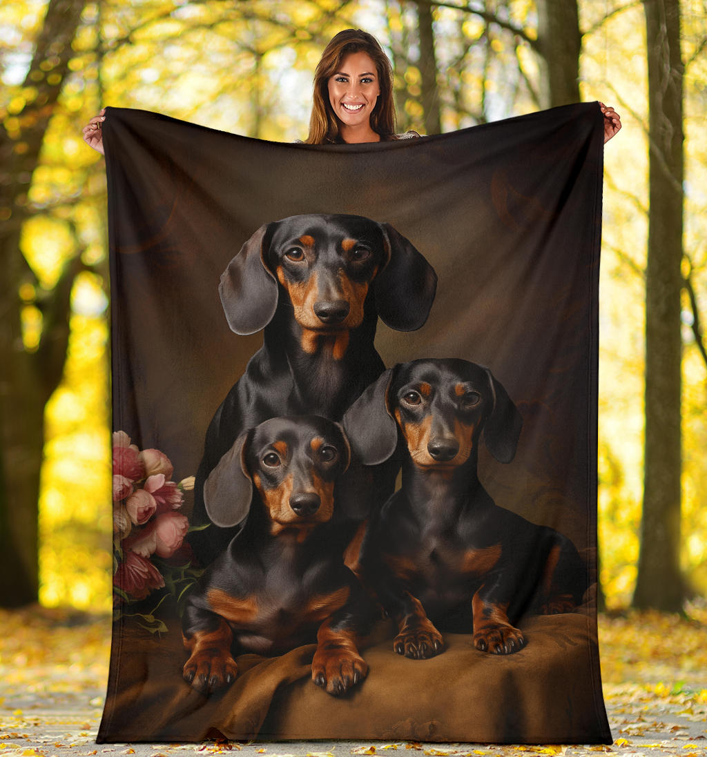 Dachshund Family Blanket, Dachshund Fleece Blanket, Dachshund Gifts, Dachshund Throw Blanket