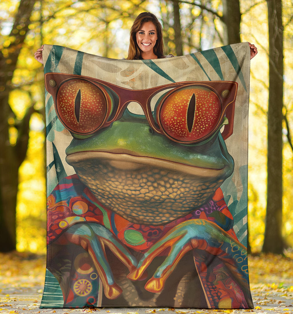 Frog Blanket, Trippy Psychedelics Frog Fleece Blanket, Frog Throw Blanket, Frog Gifts