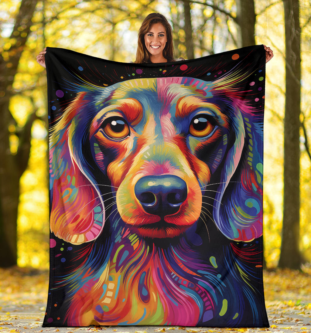 Trippy Psychedelics Dachshund Blanket, Dachshund Throw Blanket, Dachshund Fleece Blanket, Dachshund Gifts