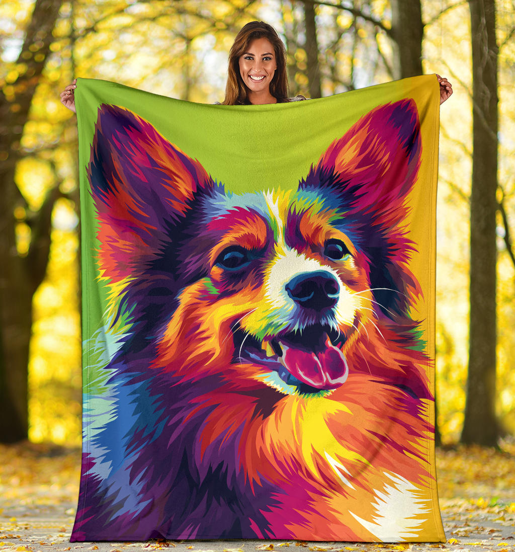 Icelandic Sheepdog Blanket, Trippy Psychedelics Icelandic Sheepdog Fleece Blanket, Icelandic Sheepdog Throw Blanket, Icelandic Sheepdog Gifts