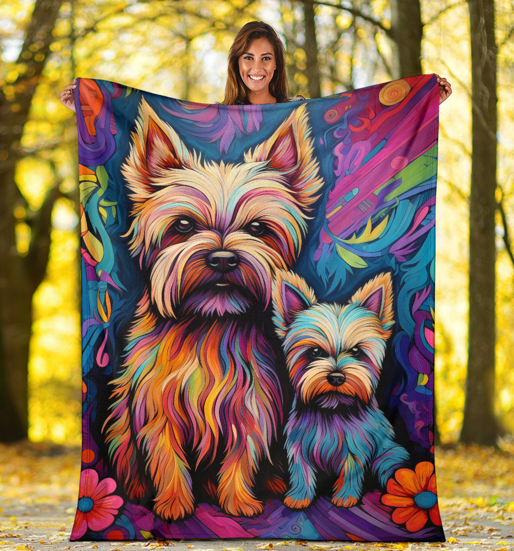 Cairn Terrier Blanket, Trippy Psychedelics Cairn Terrier Fleece Blanket, Cairn Terrier Throw Blanket, Cairn Terrier Gifts