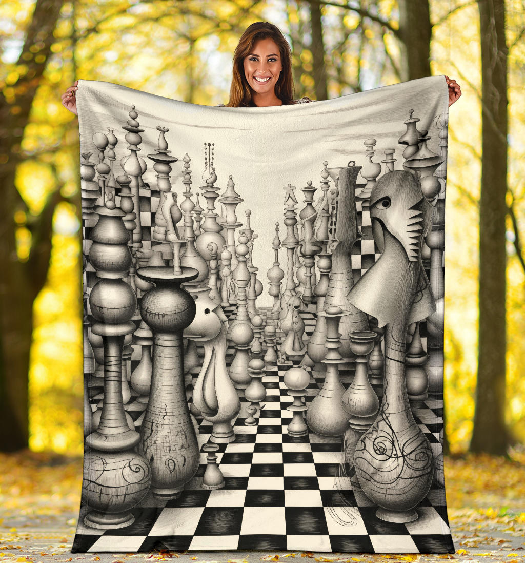 Chess Blanket, Chess Fleece Blanket, Chess Gifts, Chess Neuveau art, Chess Custom Name, Chess Throw Blanket