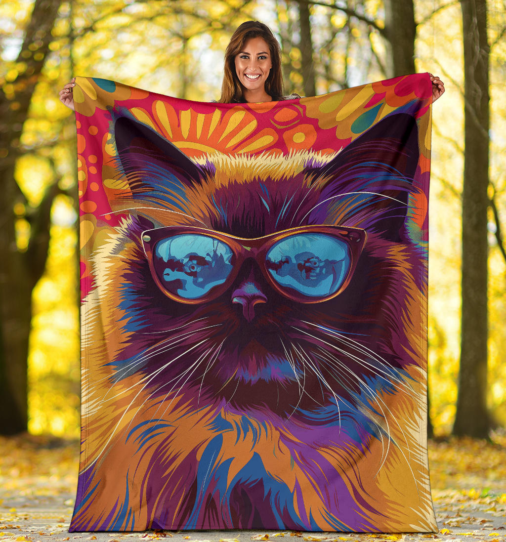 Himalayan cat Blanket, Trippy Psychedelics Himalayan cat Fleece Blanket, Himalayan cat Throw Blanket, Himalayan cat Gifts