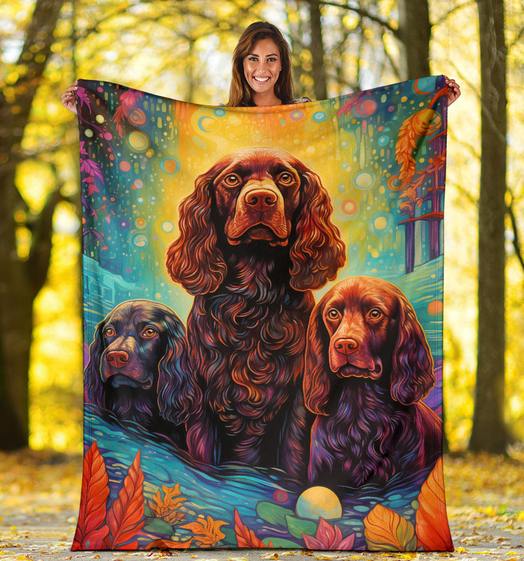 American Water Spaniel Blanket, Trippy Psychedelics American Water Spaniel Fleece Blanket, American Water Spaniel Throw Blanket, American Water Spaniel Gifts