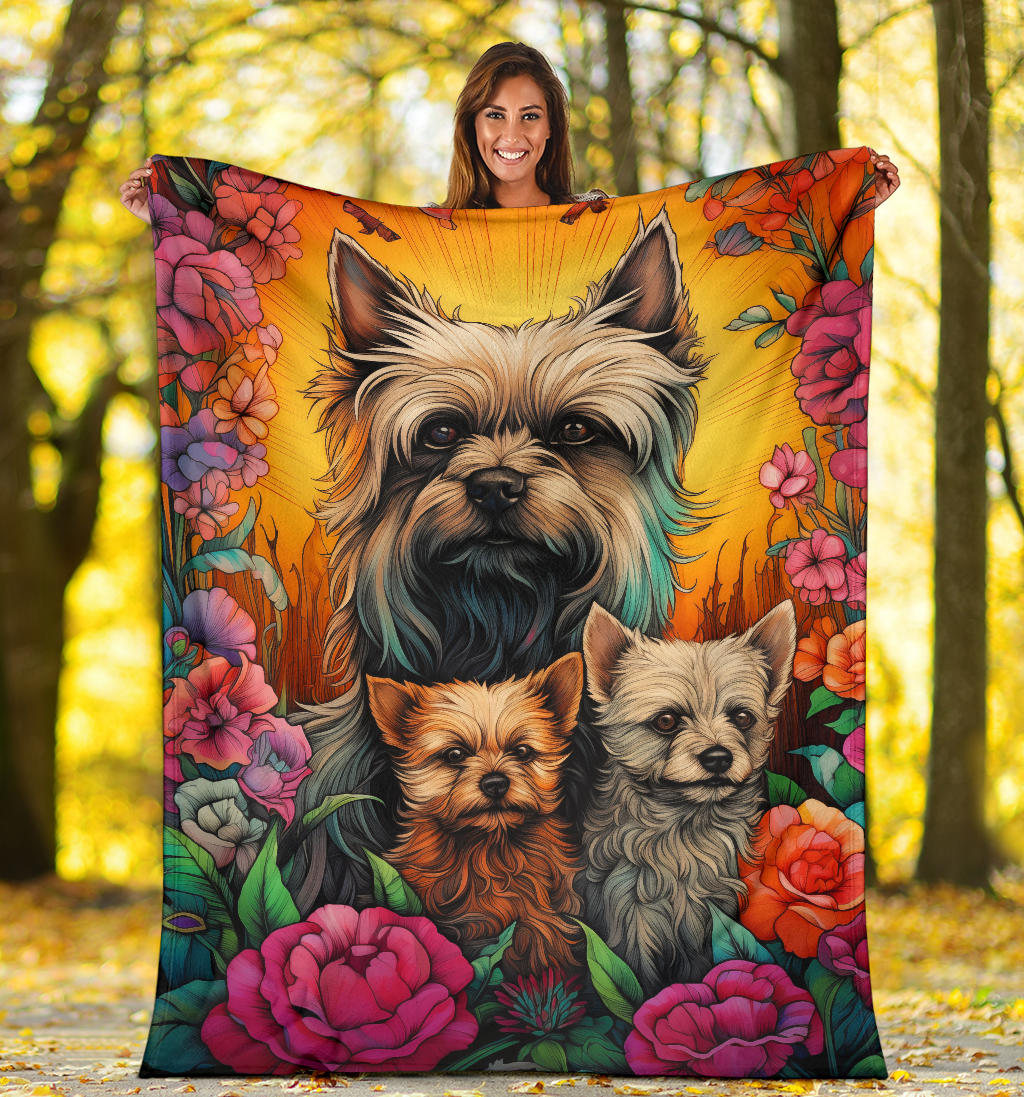 Cairn Terrier Blanket, Trippy Psychedelics Cairn Terrier Fleece Blanket, Cairn Terrier Throw Blanket, Cairn Terrier Gifts