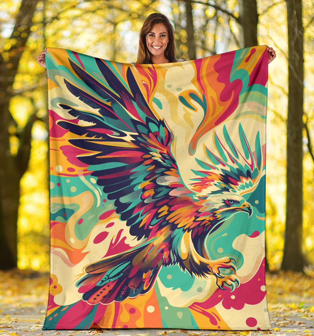 Eagle Blanket, Trippy Psychedelics Eagle Fleece Blanket, Eagle Throw Blanket, Eagle Gifts