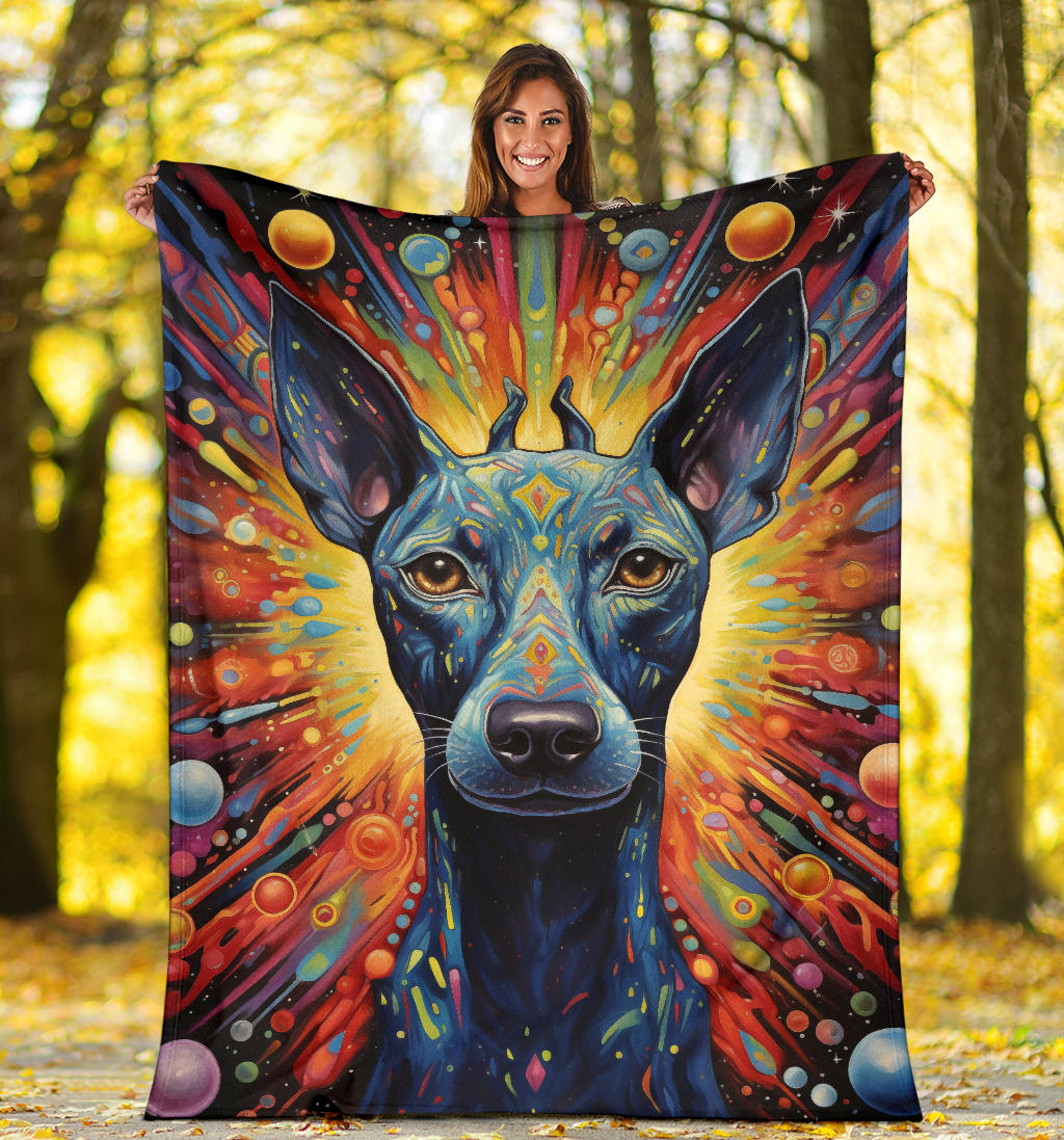 Xoloitzcuintli Blanket, Trippy Psychedelics Xoloitzcuintli Fleece Blanket, Xoloitzcuintli Throw Blanket, Xoloitzcuintli Gifts