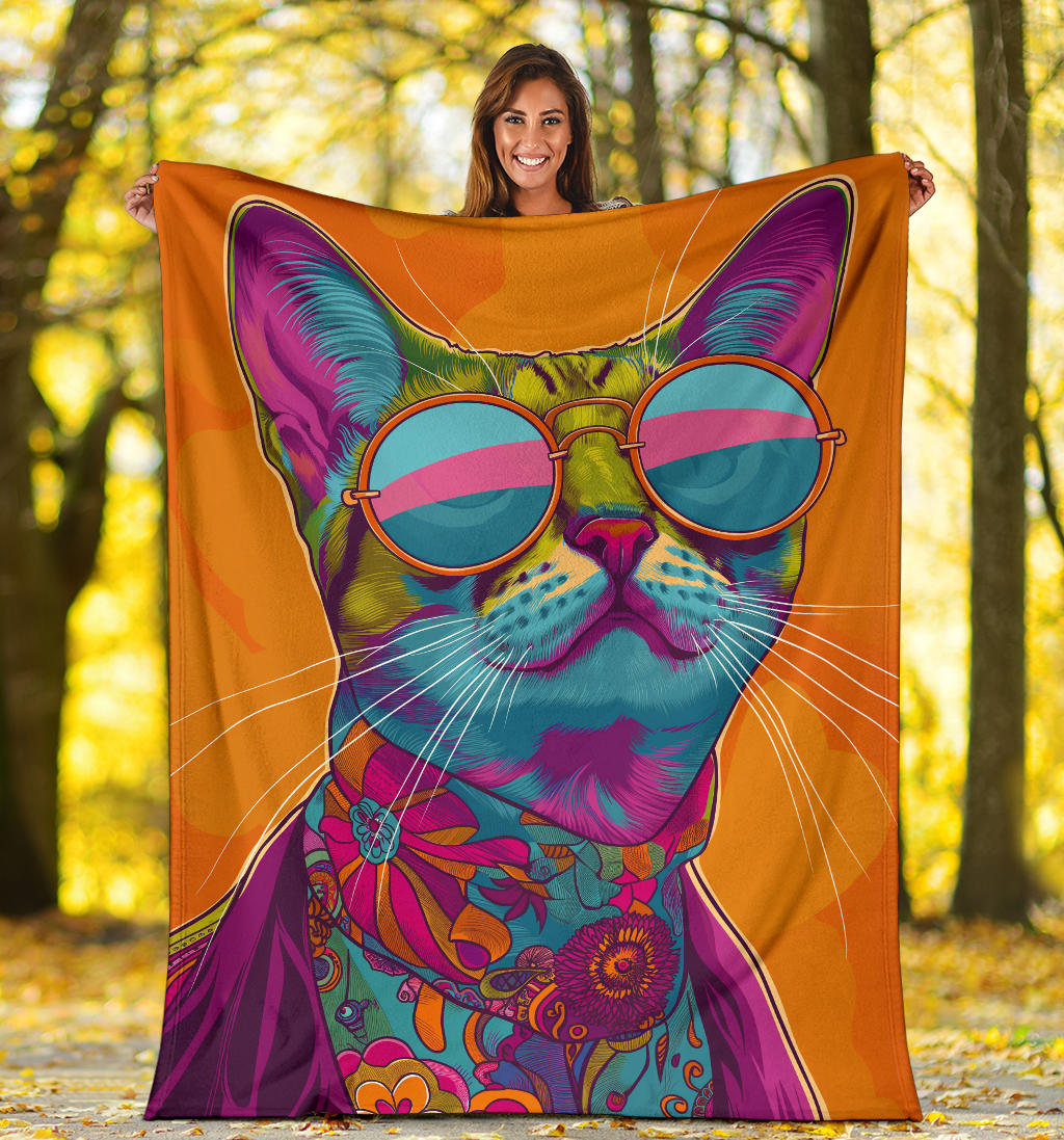 Ocicat Cat Blanket, Trippy Psychedelics Ocicat Cat Fleece Blanket, Ocicat Cat Throw Blanket, Ocicat Cat Gifts