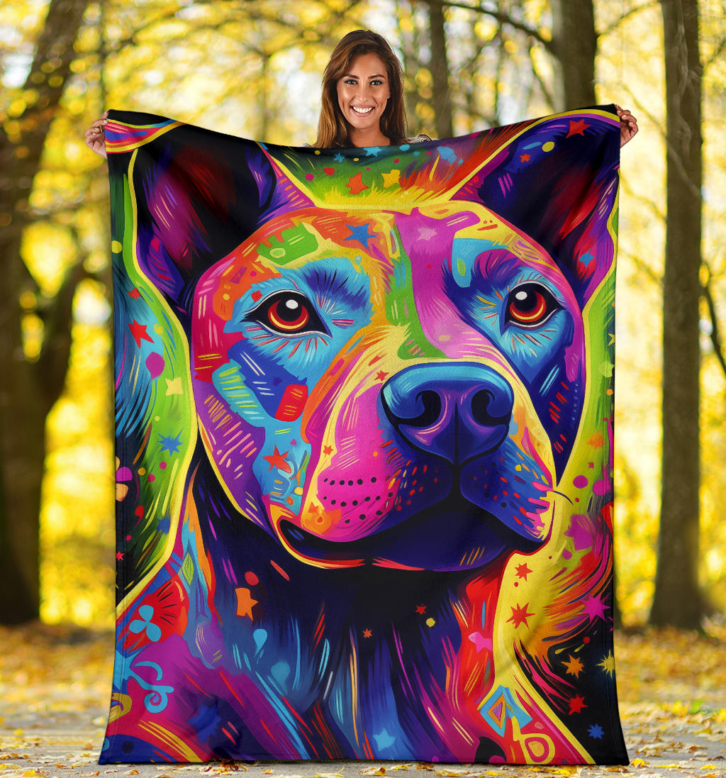 American Pit Bull Blanket, Trippy Psychedelics American Pit Bull Fleece Blanket, American Pit Bull Throw Blanket, American Pit Bull Gifts