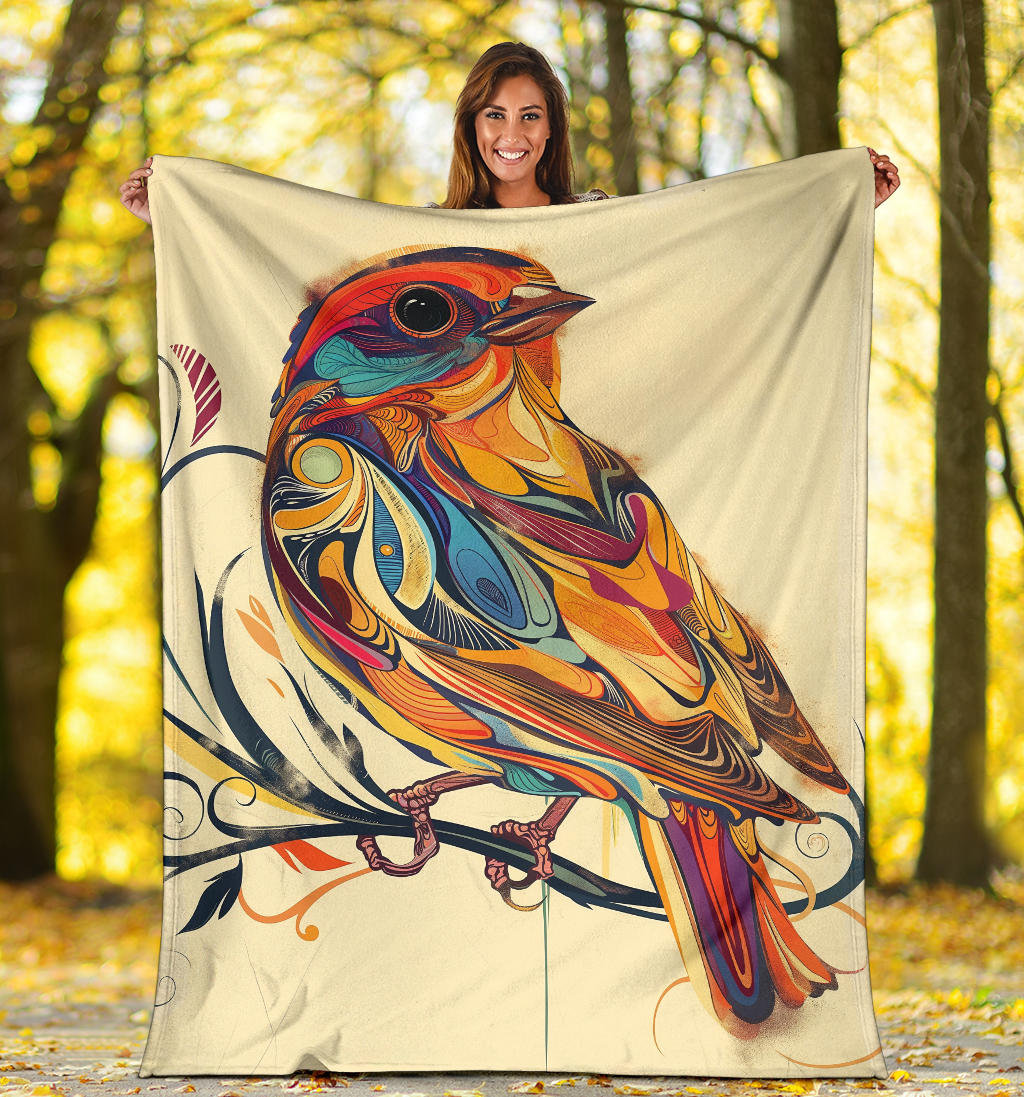 Finch bird Blanket, Trippy Psychedelics Finch bird Fleece Blanket, Finch bird Throw Blanket, Finch bird Gifts