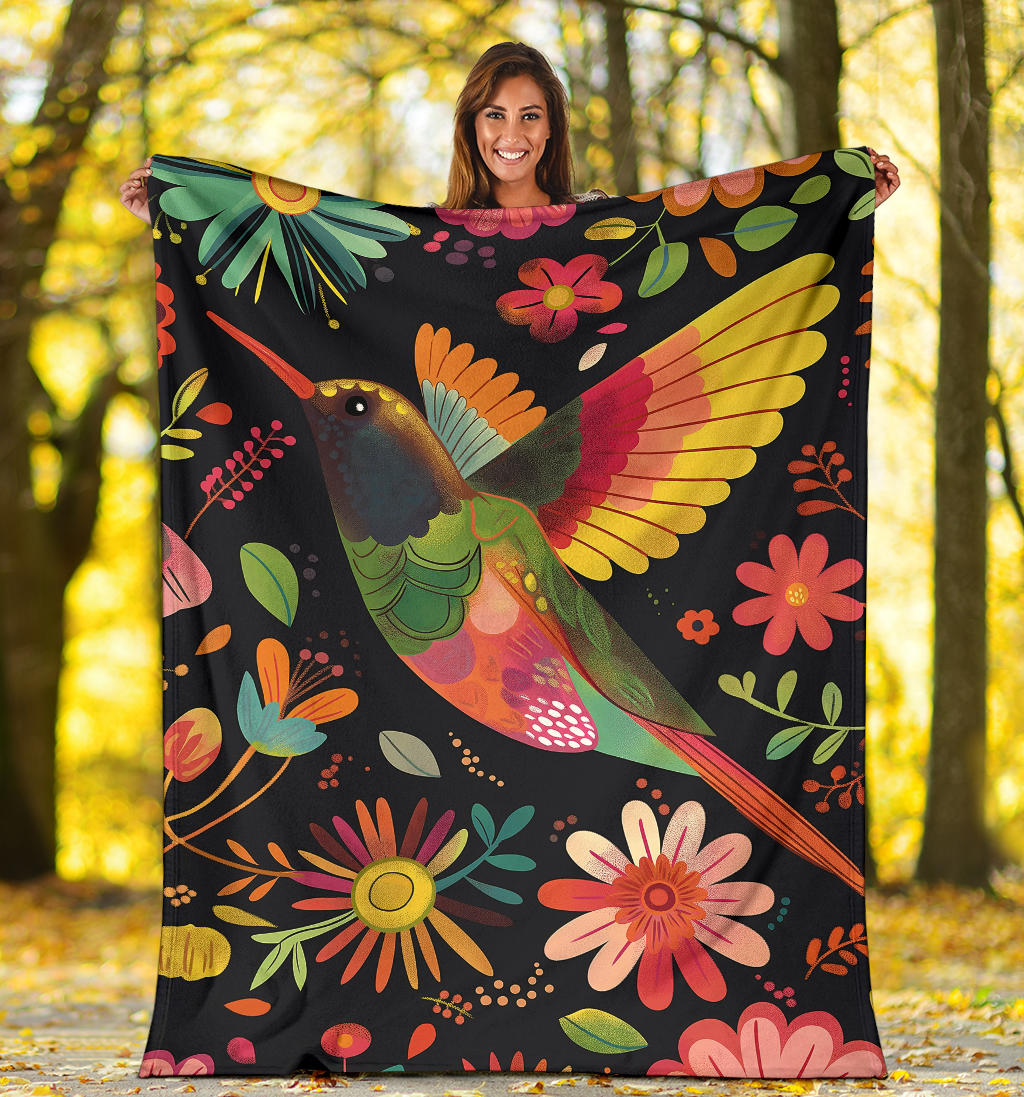 Hummingbird Blanket, Trippy Psychedelics Hummingbird Fleece Blanket, Hummingbird Throw Blanket, Hummingbird Gifts