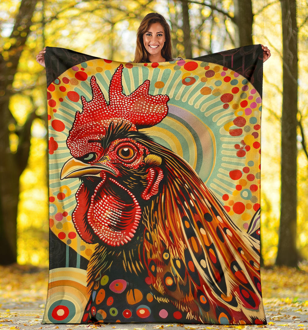 Chicken Blanket, Trippy Psychedelics Chicken Fleece Blanket, Chicken Throw Blanket, Chicken Gifts