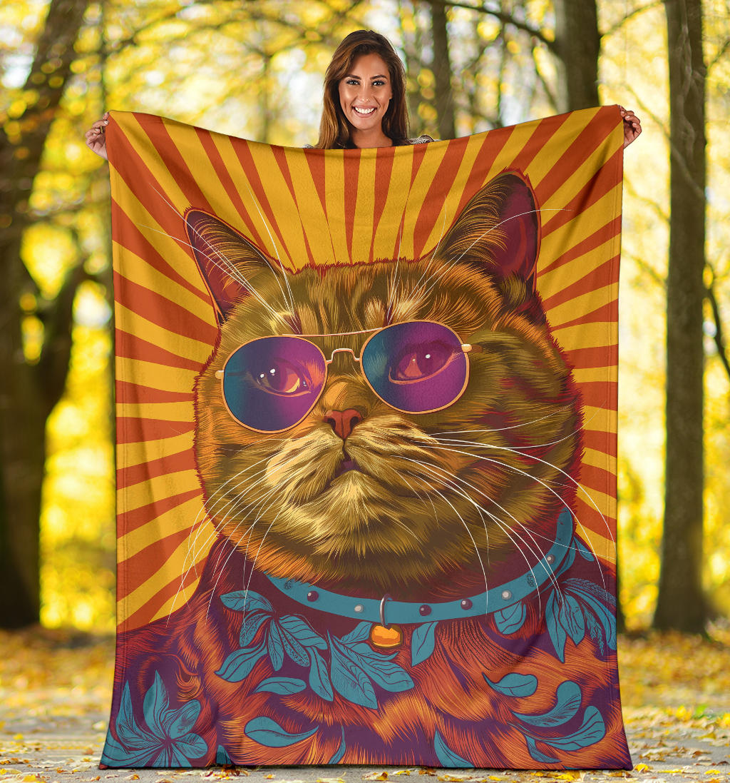 British Shorthair cat Blanket, Trippy Psychedelics British Shorthair cat Fleece Blanket, British Shorthair cat Throw Blanket, British Shorthair cat Gifts