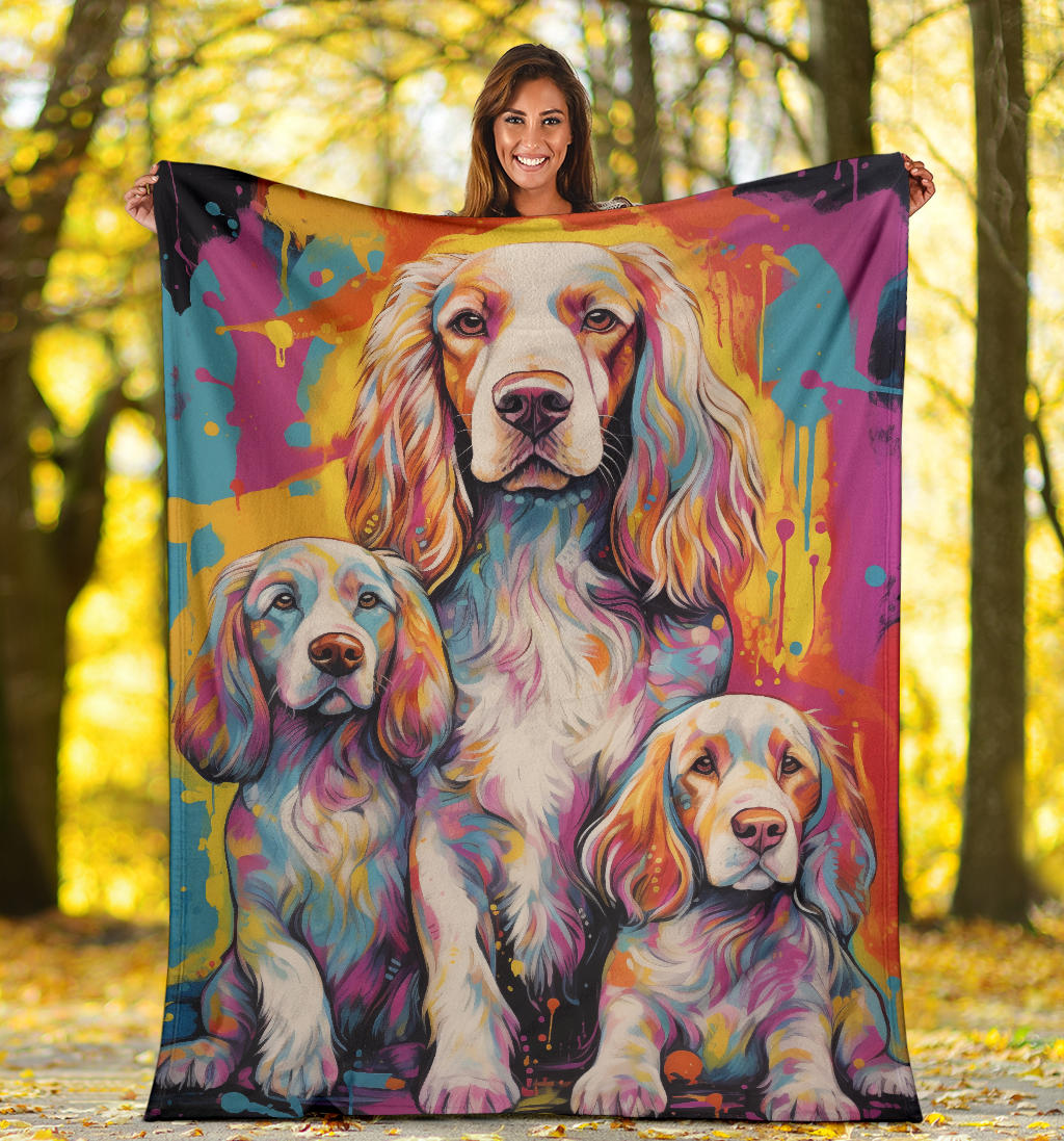 Clumber Spaniel Blanket, Trippy Psychedelics Clumber Spaniel Fleece Blanket, Clumber Spaniel Throw Blanket, Clumber Spaniel Gifts