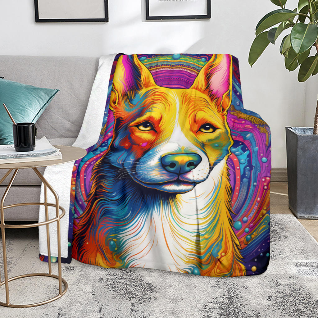 Basenji Blanket, Trippy Psychedelics Basenji Fleece Blanket, Basenji Throw Blanket, Basenji Gifts