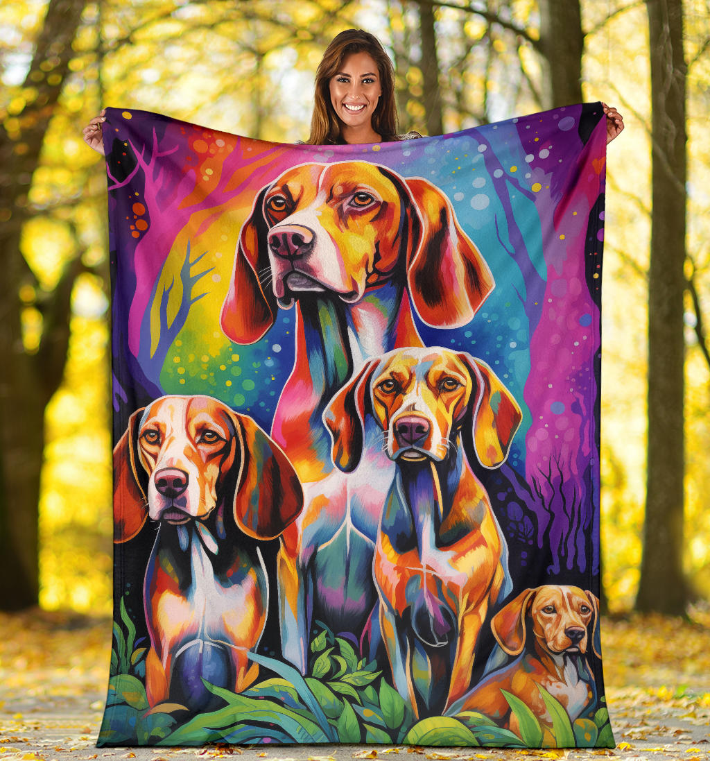 Treeing Walker Coonhound Blanket, Trippy Psychedelics Treeing Walker Coonhound Fleece Blanket, Treeing Walker Coonhound Throw Blanket, Treeing Walker Coonhound Gifts