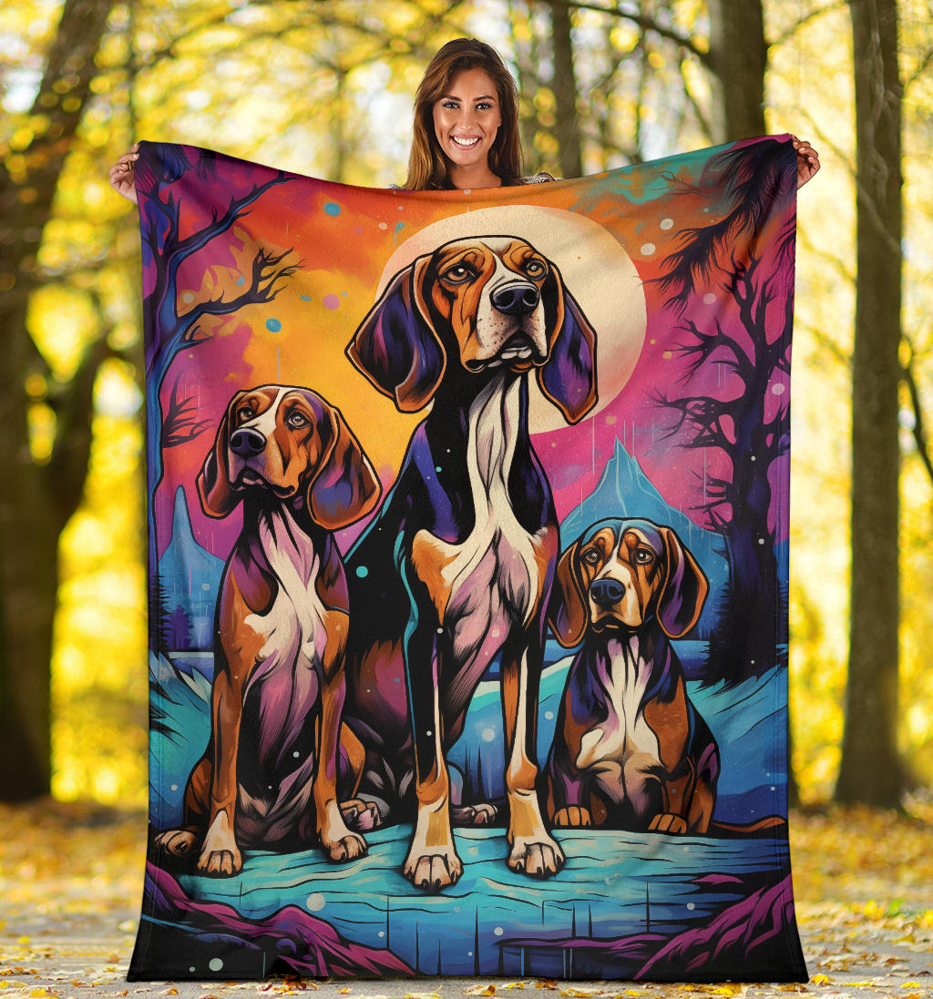 Treeing Walker Coonhound Blanket, Trippy Psychedelics Treeing Walker Coonhound Fleece Blanket, Treeing Walker Coonhound Throw Blanket, Treeing Walker Coonhound Gifts