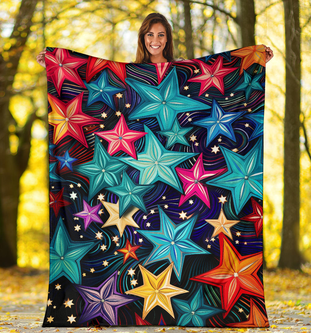 Stars Blanket, Trippy Psychedelics Stars Blanket, Stars Gifts, Flower Child Blanket