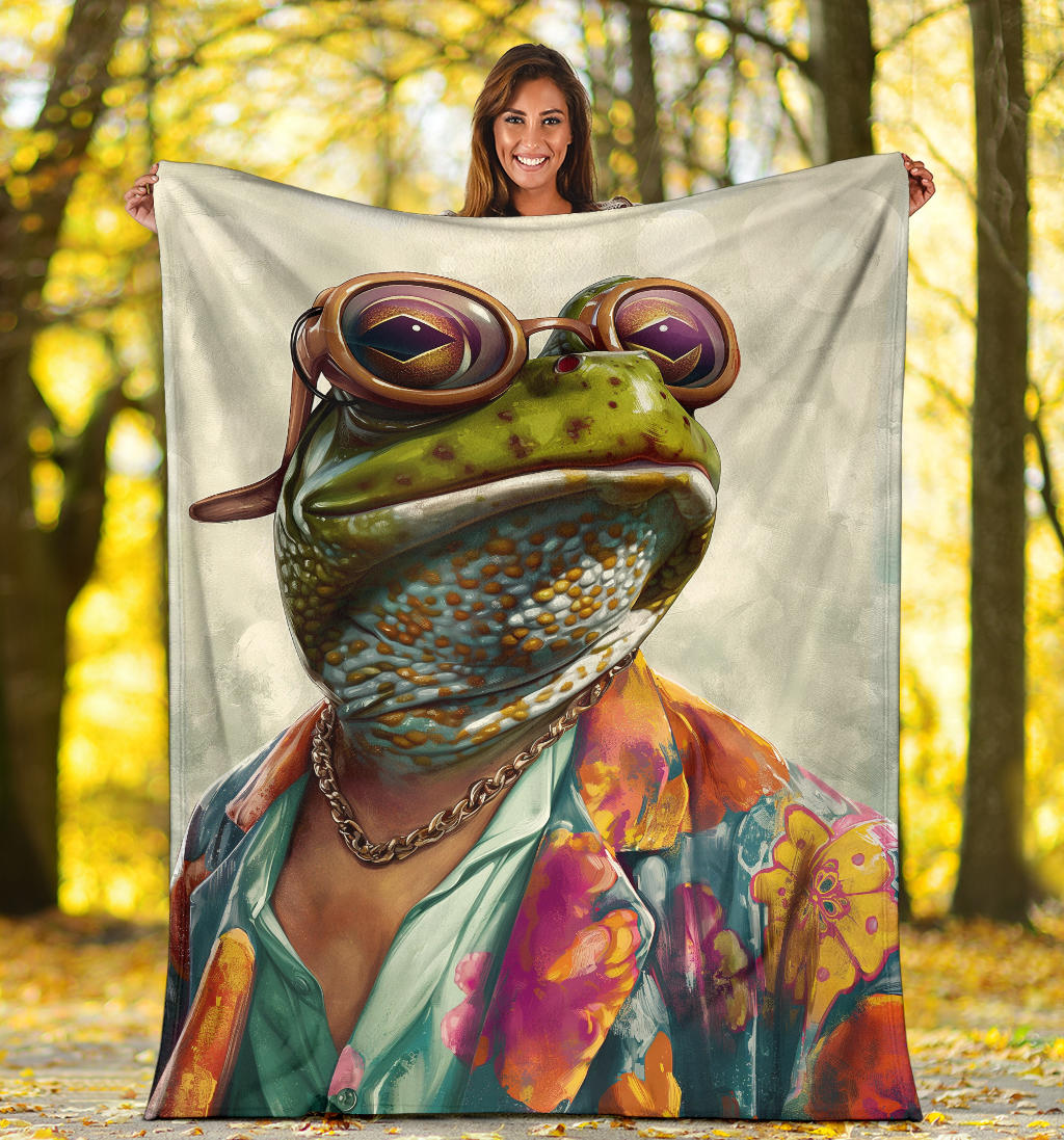 Frog Blanket, Trippy Psychedelics Frog Fleece Blanket, Frog Throw Blanket, Frog Gifts