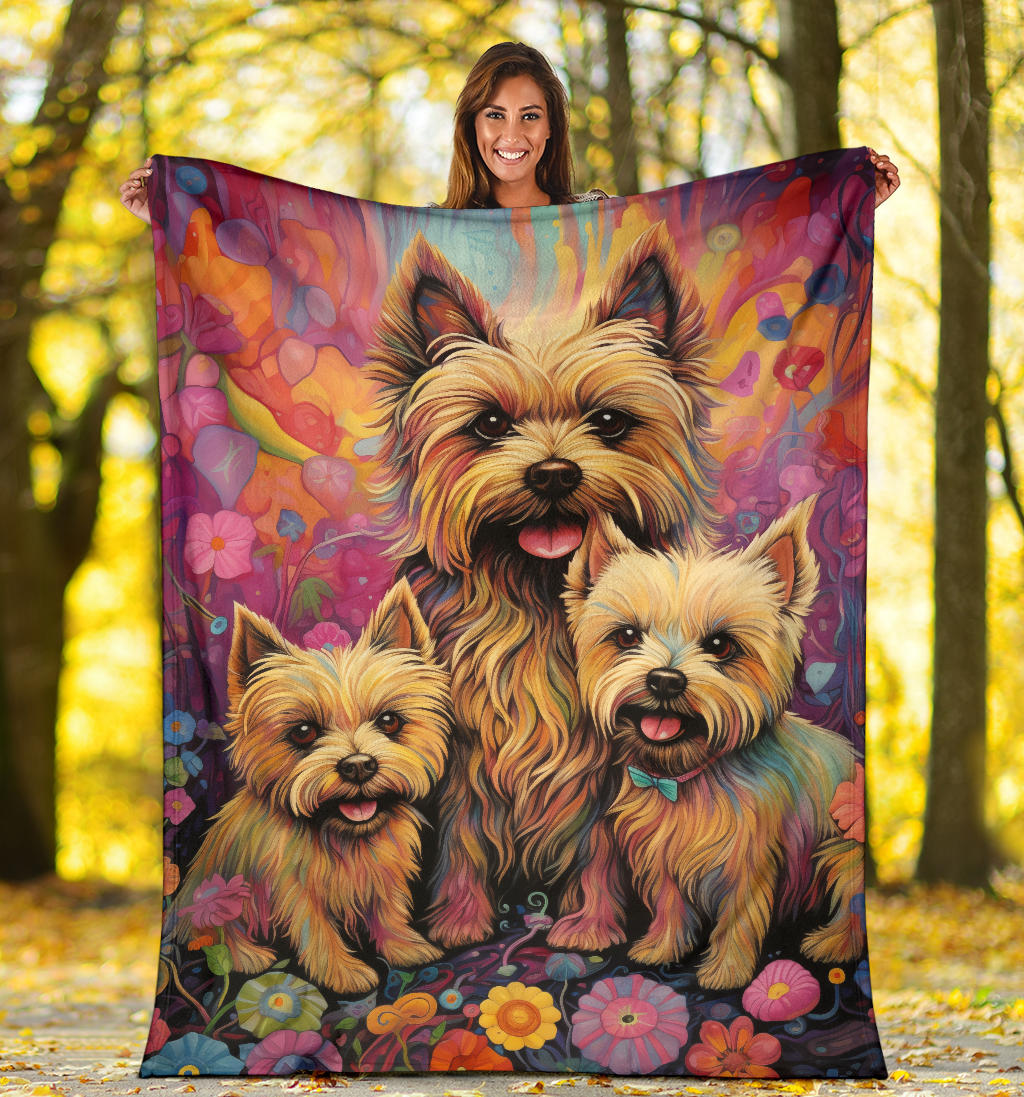 Cairn Terrier Blanket, Trippy Psychedelics Cairn Terrier Fleece Blanket, Cairn Terrier Throw Blanket, Cairn Terrier Gifts