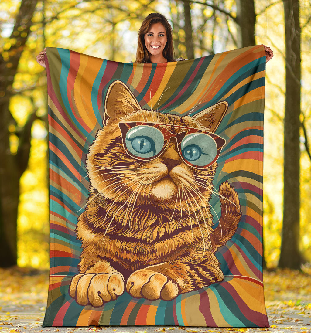 Munchkin cat Blanket, Trippy Psychedelics Munchkin cat Fleece Blanket, Munchkin cat Throw Blanket, Munchkin cat Gifts