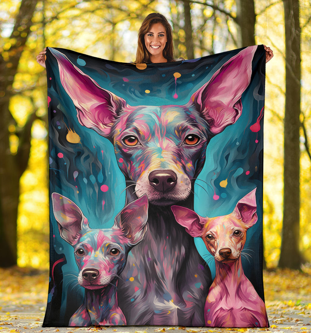 American Hairless Terrier Blanket, Trippy Psychedelics American Hairless Terrier Fleece Blanket, American Hairless Terrier Throw Blanket, American Hairless Terrier Gifts