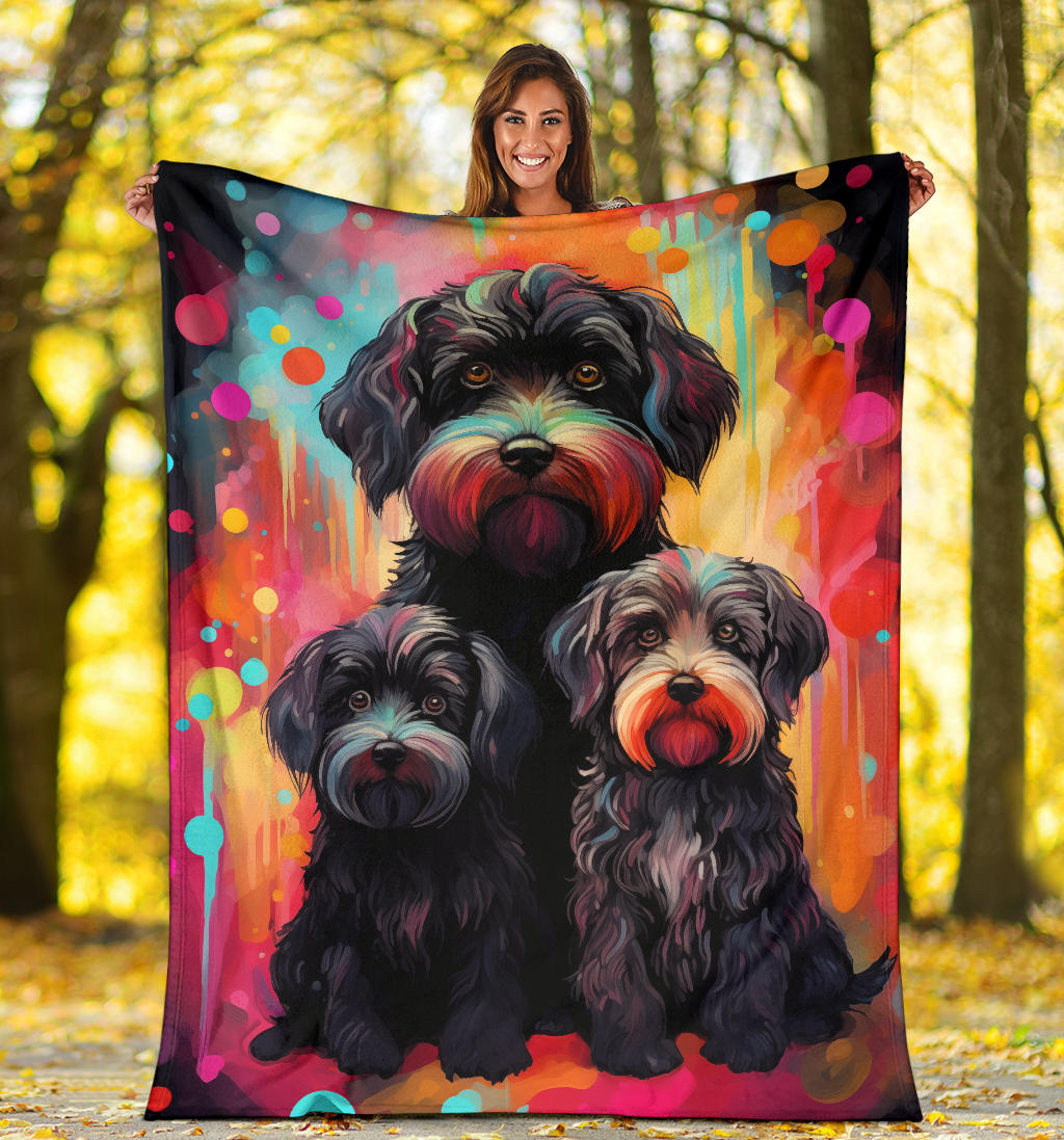 Black Russian Terrier Blanket, Trippy Psychedelics Black Russian Terrier Fleece Blanket, Black Russian Terrier Throw Blanket, Black Russian Terrier Gifts