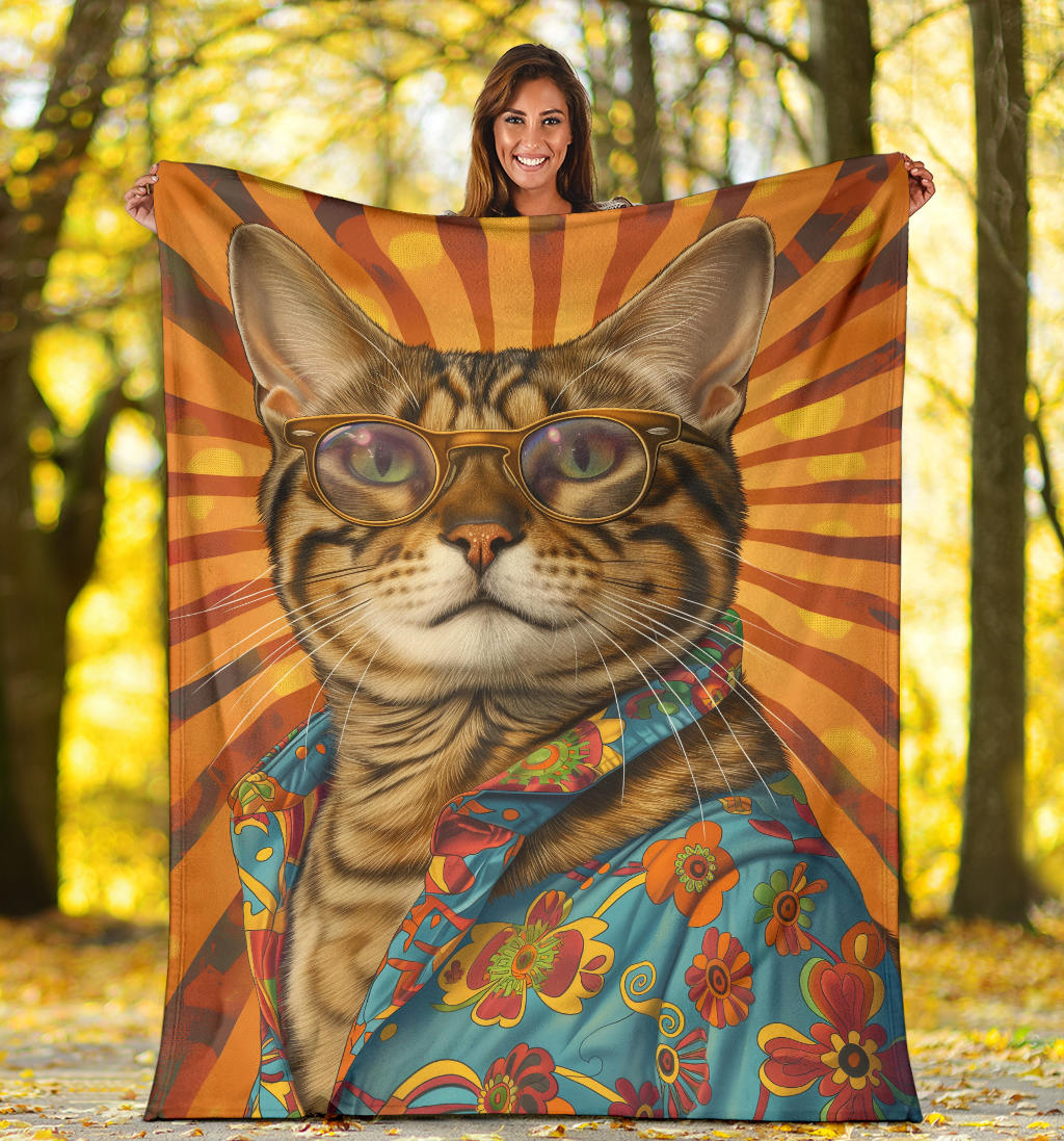 Bengal cat Blanket, Trippy Psychedelics Bengal cat Fleece Blanket, Bengal cat Throw Blanket, Bengal cat Gifts