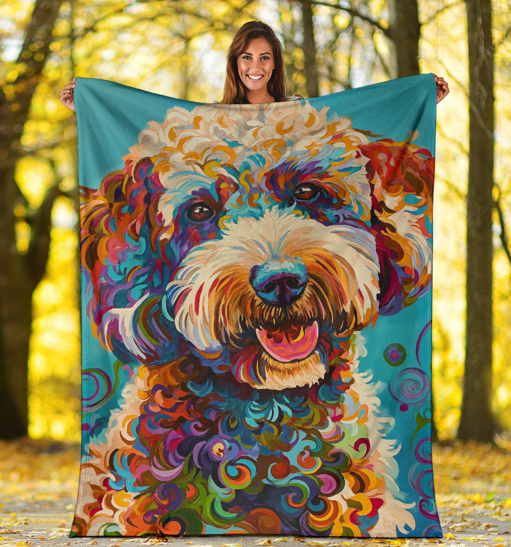 Lagotto Romagnolo Dog Blanket, Trippy Psychedelics Lagotto Romagnolo Dog Fleece Blanket, Lagotto Romagnolo Dog Throw Blanket, Lagotto Romagnolo Dog Gifts