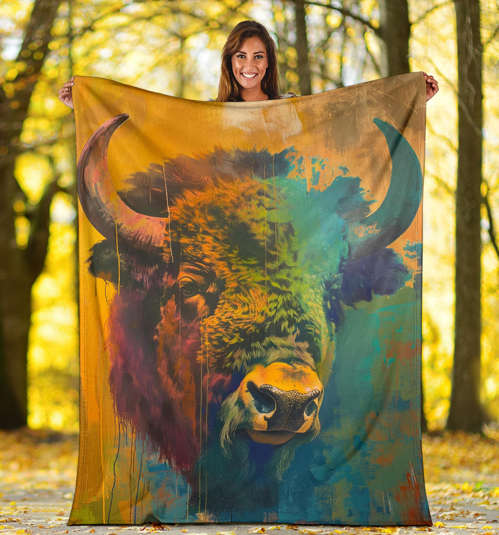 Buffalo Blanket, Trippy Psychedelics Buffalo Fleece Blanket, Buffalo Throw Blanket, Buffalo Gifts