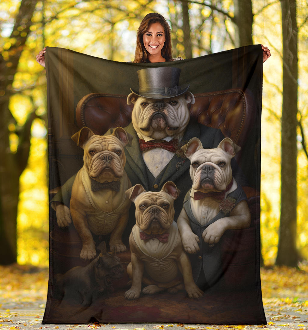 Bulldog Family Blanket, Bulldog Gifts, Bulldog Blanket, Bulldog Throw Blanket