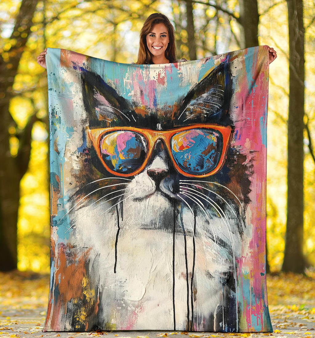 Ragdoll Cat Blanket, Trippy Psychedelics Ragdoll Cat Fleece Blanket, Ragdoll Cat Throw Blanket, Ragdoll Cat Gifts