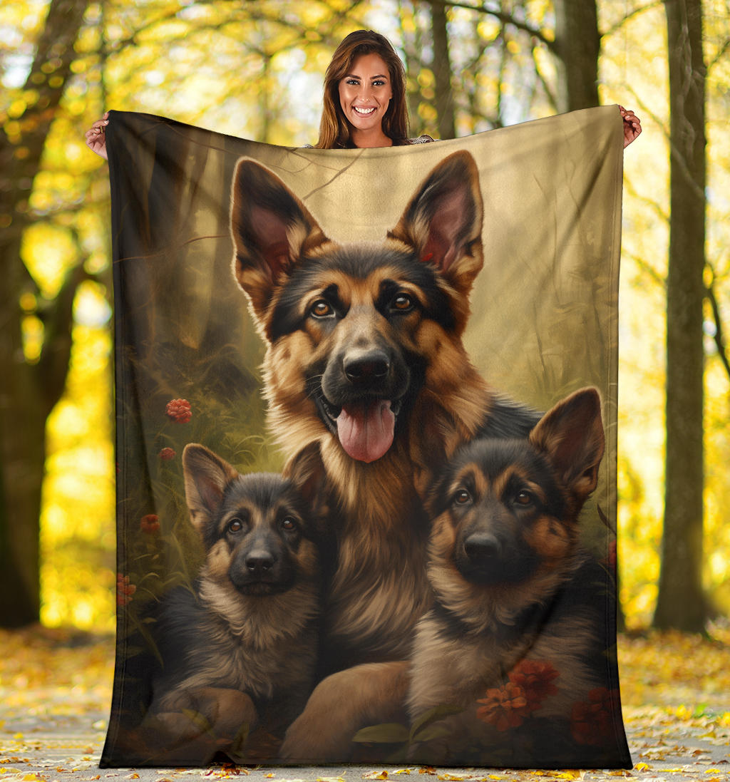 German Shepherd Family Blanket, German Shepherd Gifts, German Shepherd Throw Blanket, German Shepherd Fleece Blanket