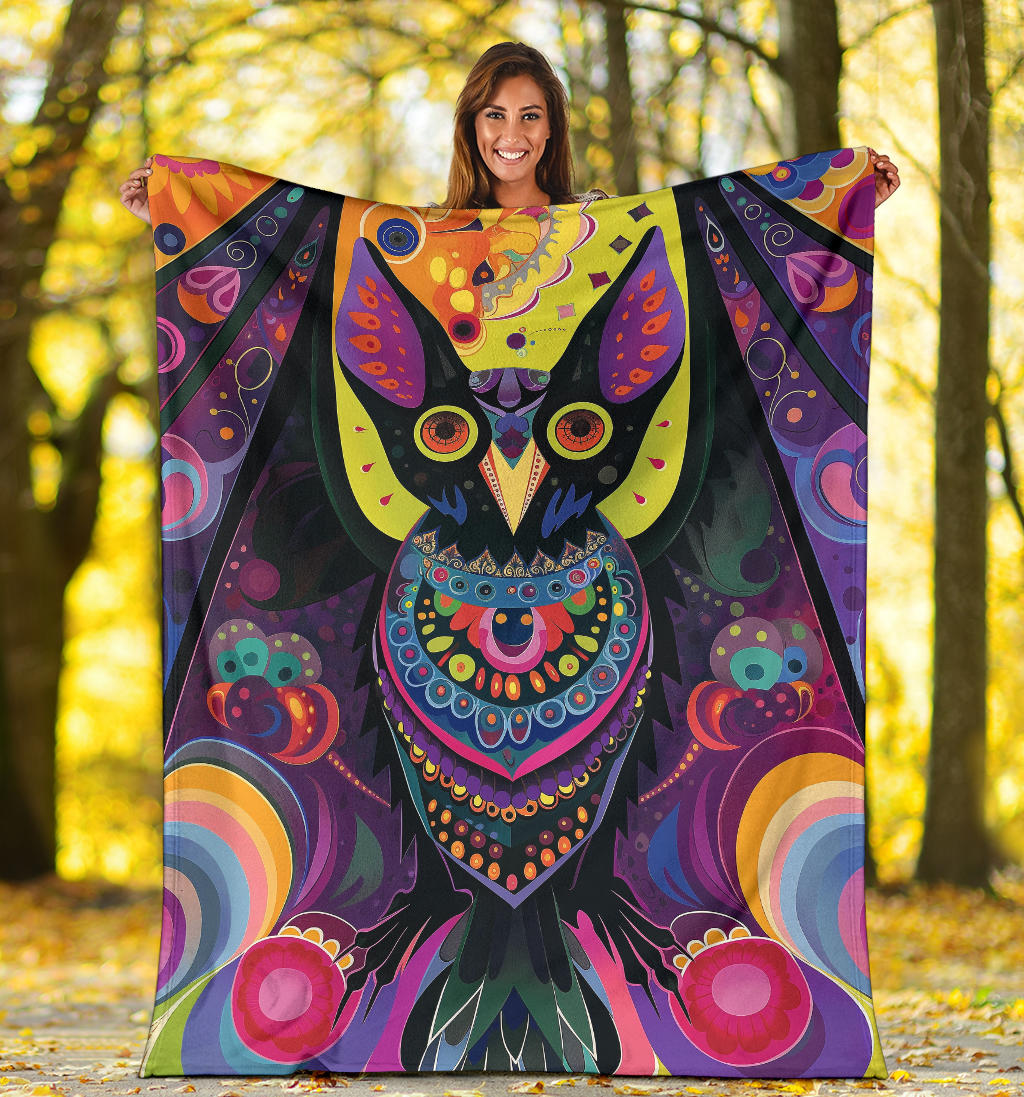 Bat animal Blanket, Trippy Psychedelics Bat animal Fleece Blanket, Bat animal Throw Blanket, Bat animal Gifts