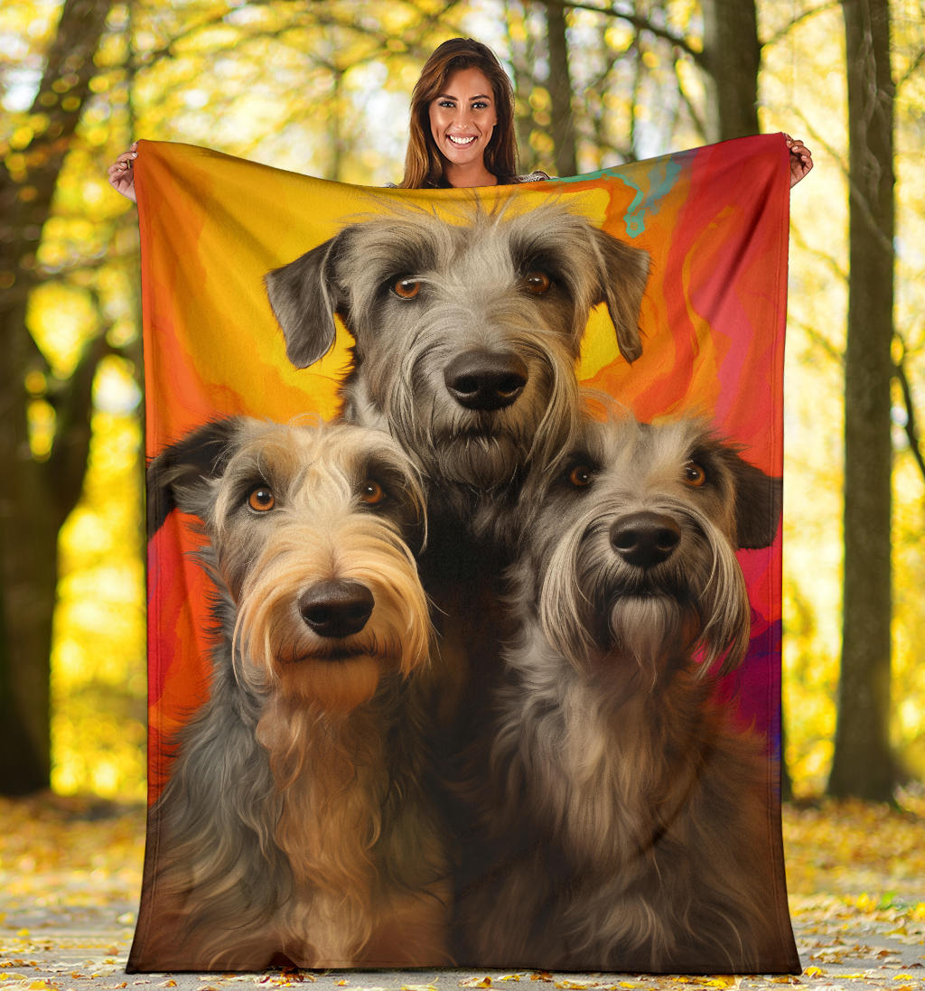 Irish Wolfhound Blanket, Trippy Psychedelics Irish Wolfhound Fleece Blanket, Irish Wolfhound Throw Blanket, Irish Wolfhound Gifts