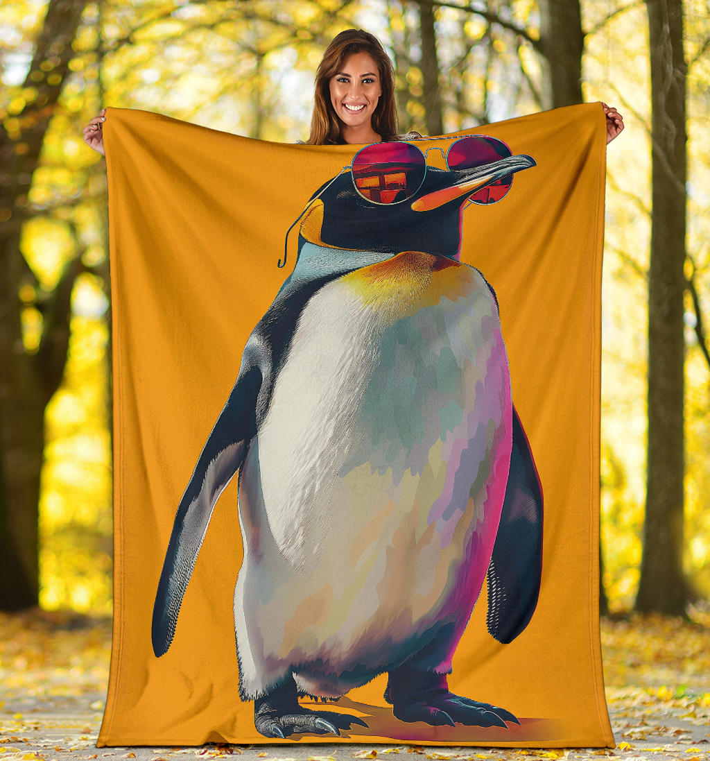 Penguin Blanket, Trippy Psychedelics Penguin Fleece Blanket, Penguin Throw Blanket, Penguin Gifts