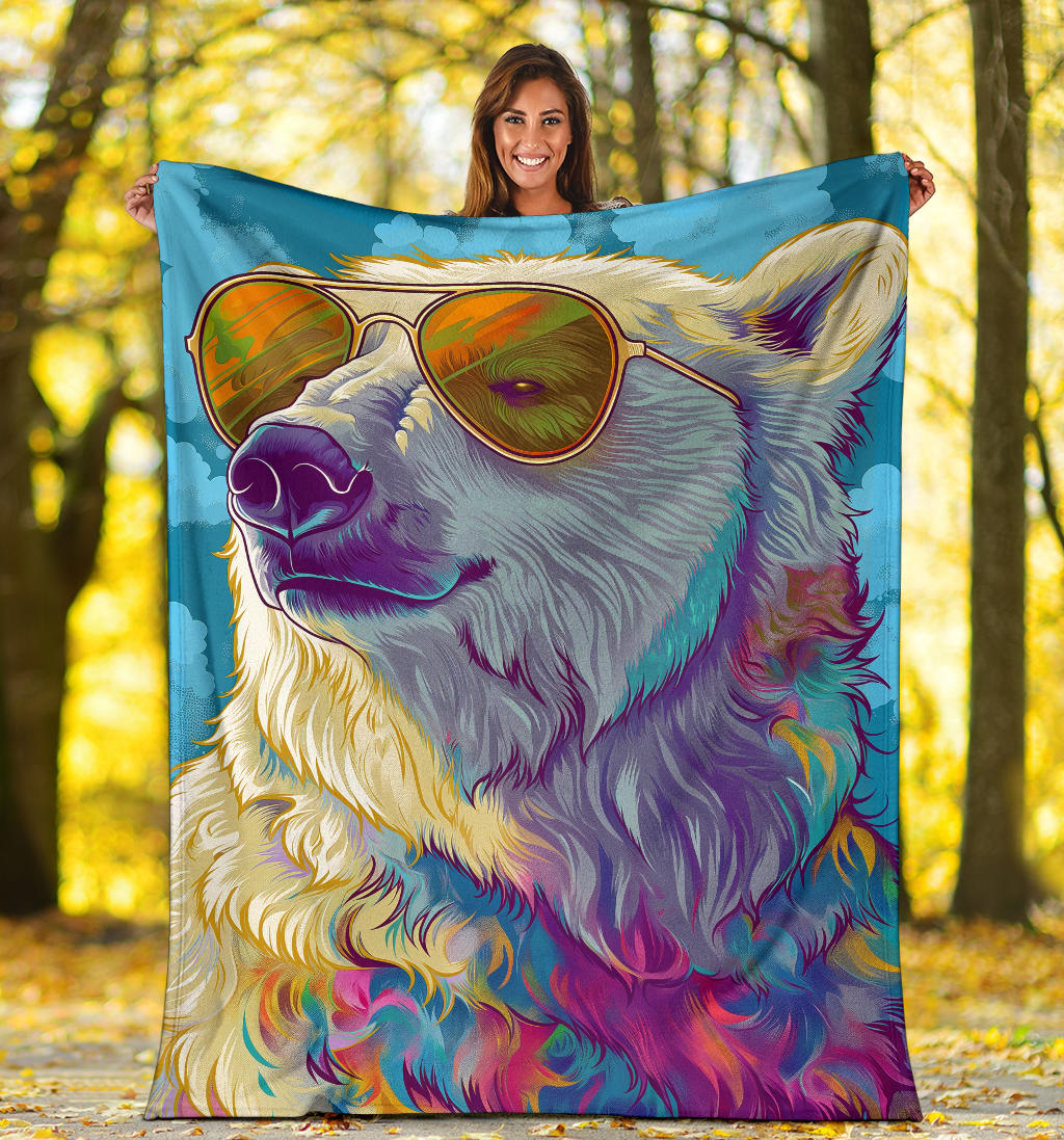 Polar Bear Blanket, Trippy Psychedelics Polar Bear Fleece Blanket, Polar Bear Throw Blanket, Polar Bear Gifts