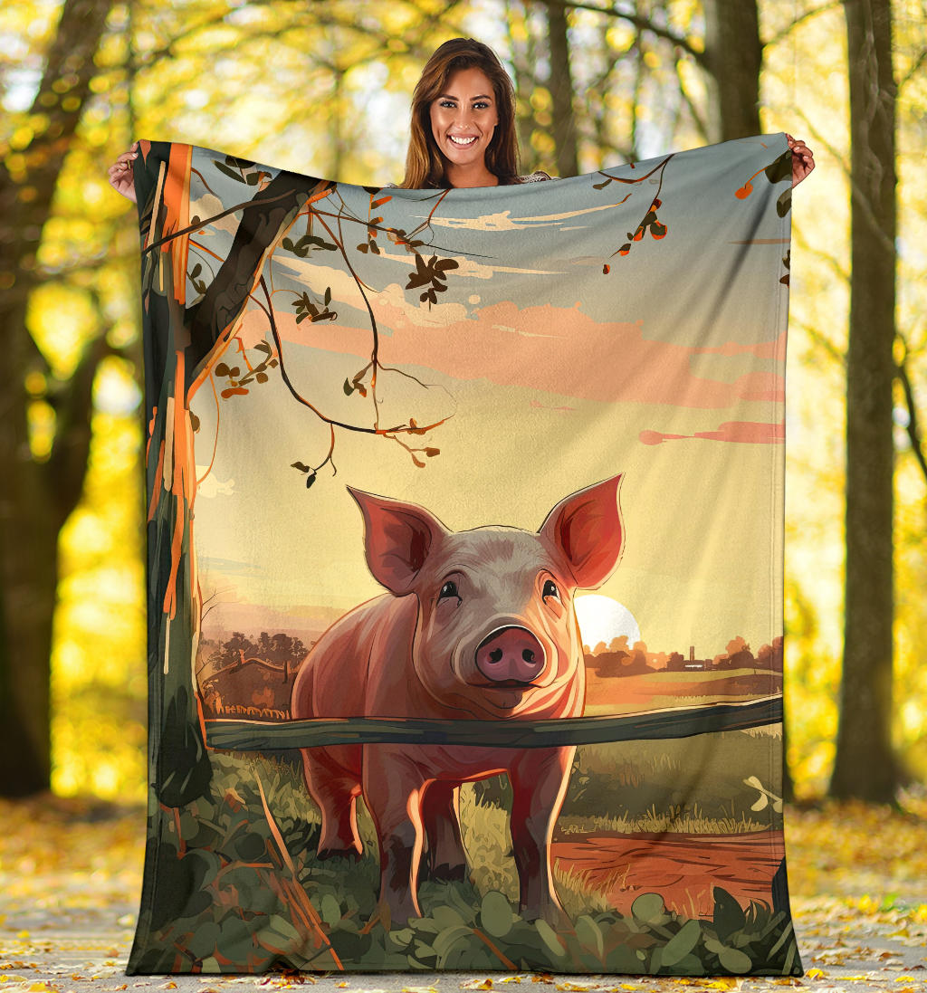 Pig Sunset Blanket