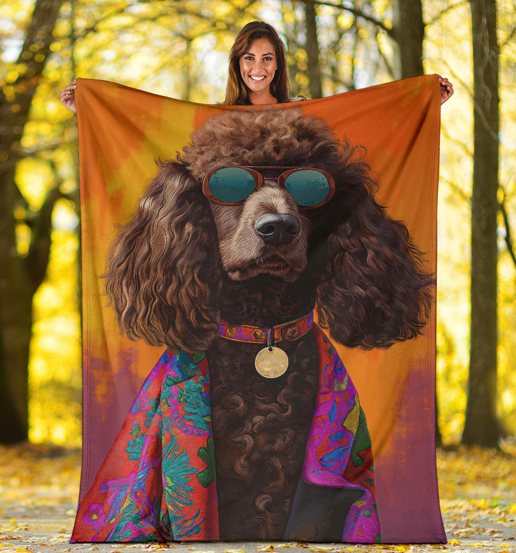 Irish Water Spaniel Blanket, Trippy Psychedelics Irish Water Spaniel Fleece Blanket, Irish Water Spaniel Throw Blanket, Irish Water Spaniel Gifts