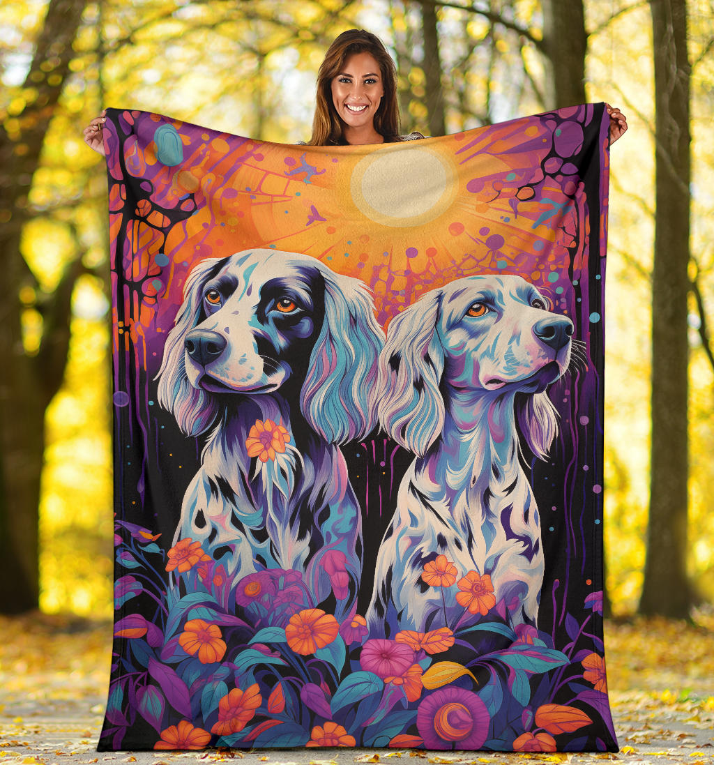 English Setter Blanket, Trippy Psychedelics English Setter Fleece Blanket, English Setter Throw Blanket, English Setter Gifts