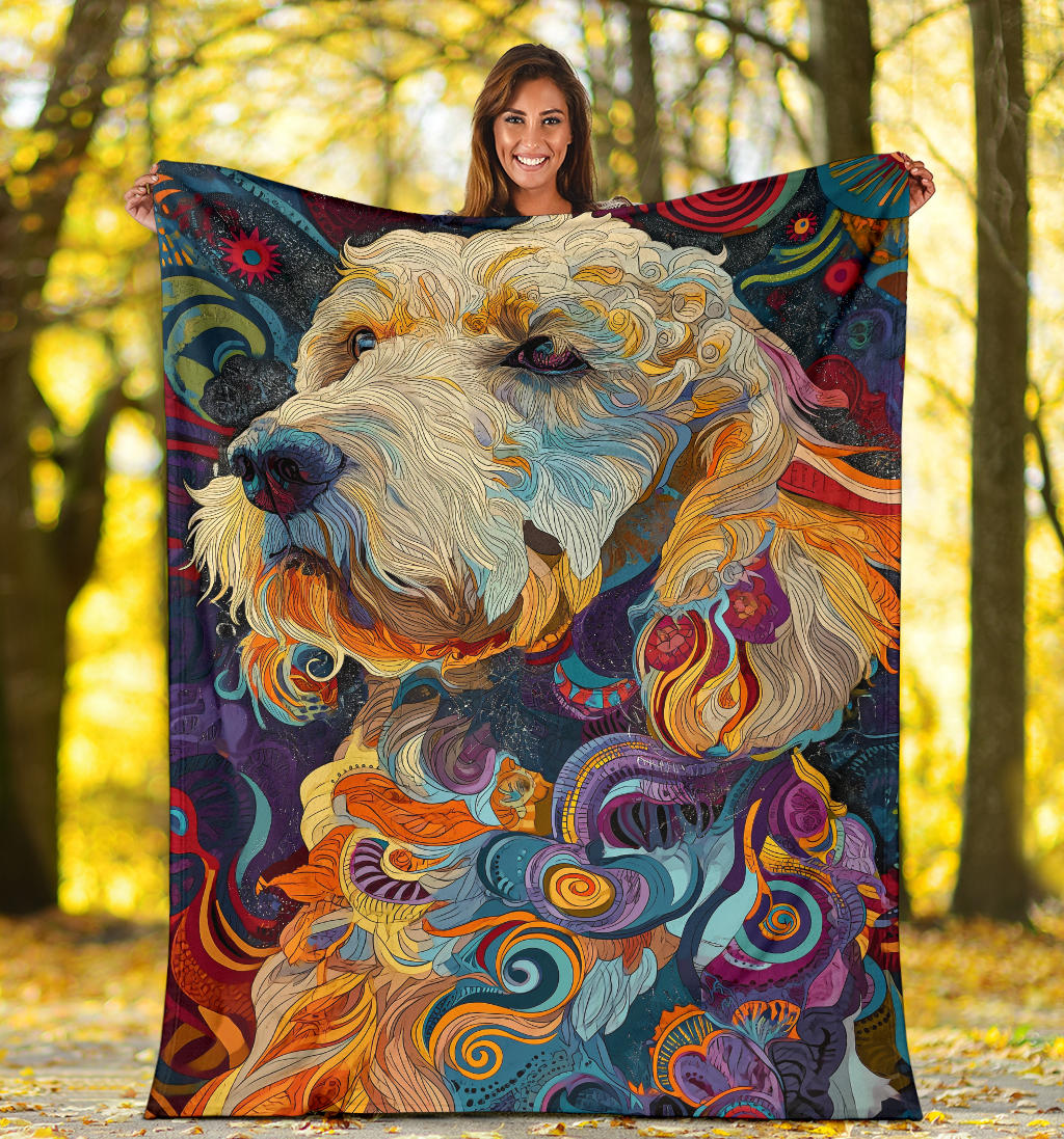 Komondor Dog Blanket, Trippy Psychedelics Komondor Dog Fleece Blanket, Komondor Dog Throw Blanket, Komondor Dog Gifts