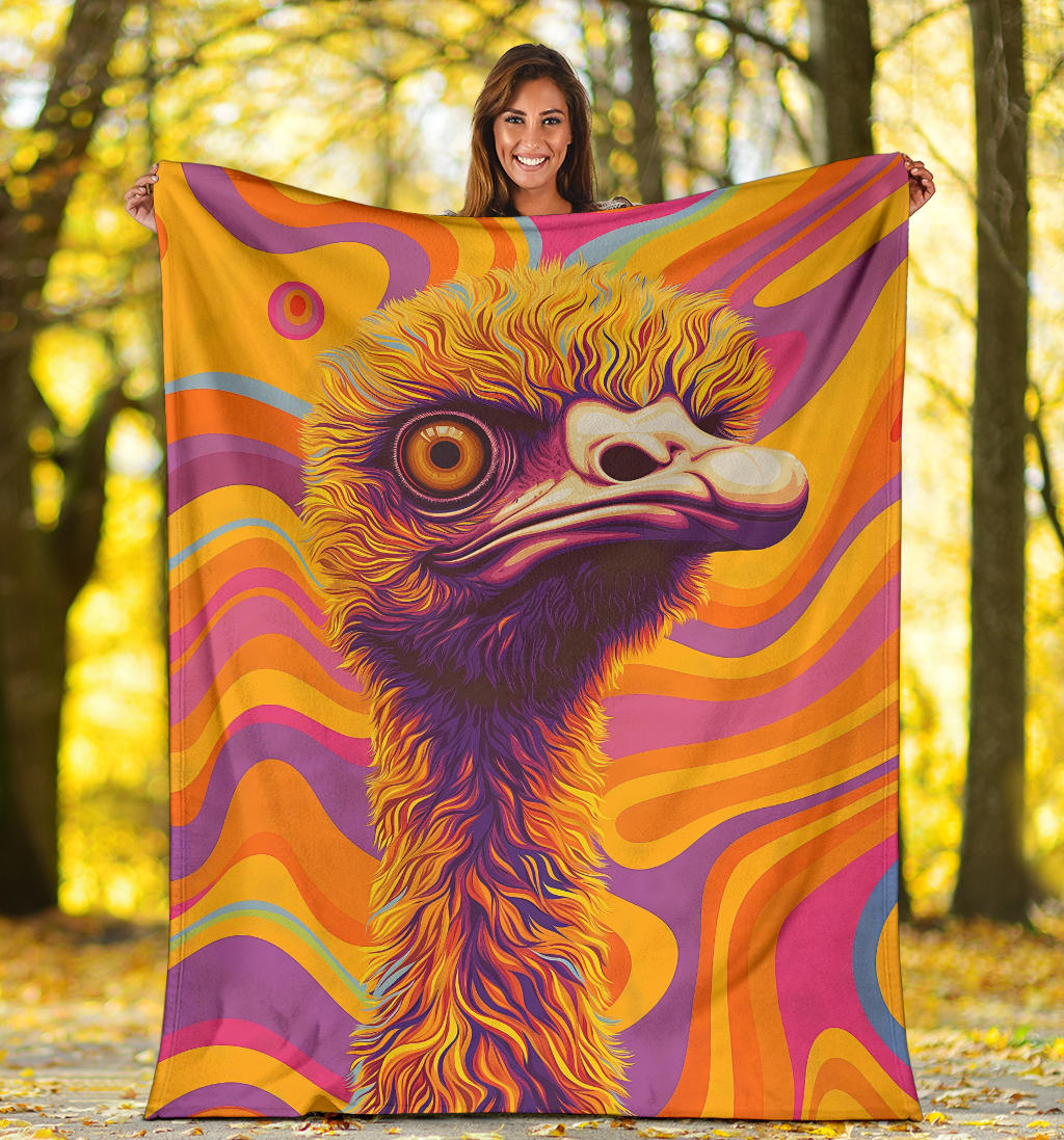 Emu Blanket, Trippy Psychedelics Emu Fleece Blanket, Emu Throw Blanket, Emu Gifts