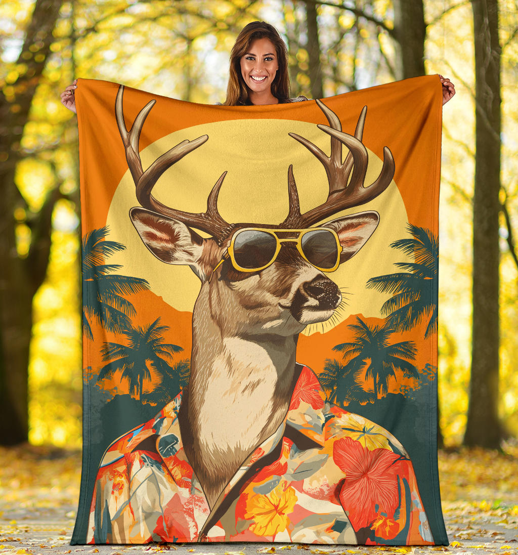 Deer Blanket, Trippy Psychedelics Deer Fleece Blanket, Deer Throw Blanket, Deer Gifts