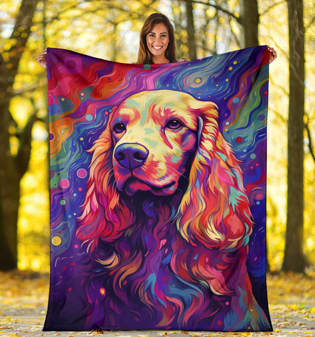 Cocker Spaniel Blanket, Cocker Spaniel Trippy Psychedelics Blanket, Cocker Spaniel Gifts, Cocker Spaniel Throw Blanket